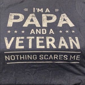 Heather blue large papa and veteran shirt